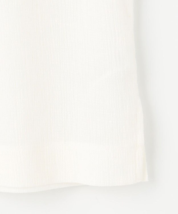 自由区 L 【カタログ掲載・洗える】リネンサッカーコンビブロッキング カットソー オフホワイト