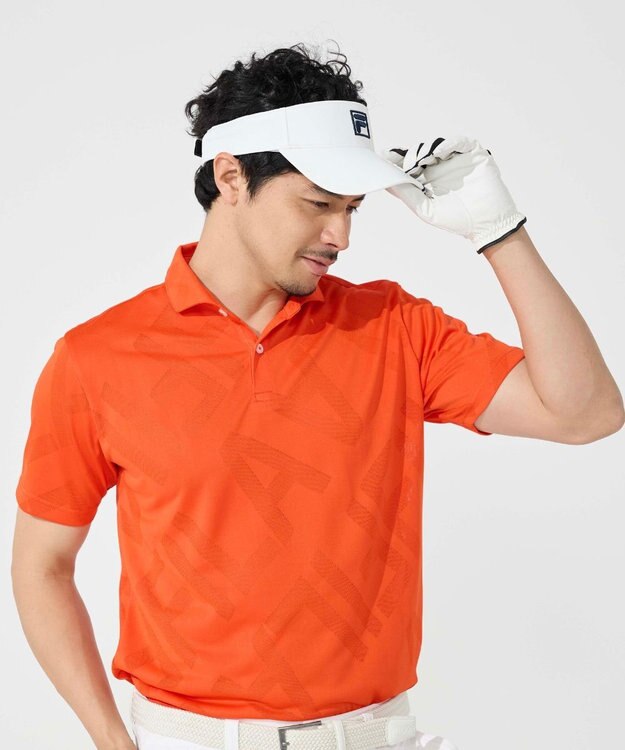 FILA GOLF／marie claire 【FILA GOLF】メッシュ加工ビックロゴ半袖ポロシャツ オレンジ