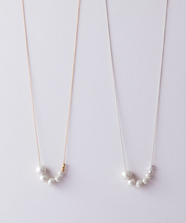 Pisceans グラデコットンパール&ビーズネックレス マットゴールド
