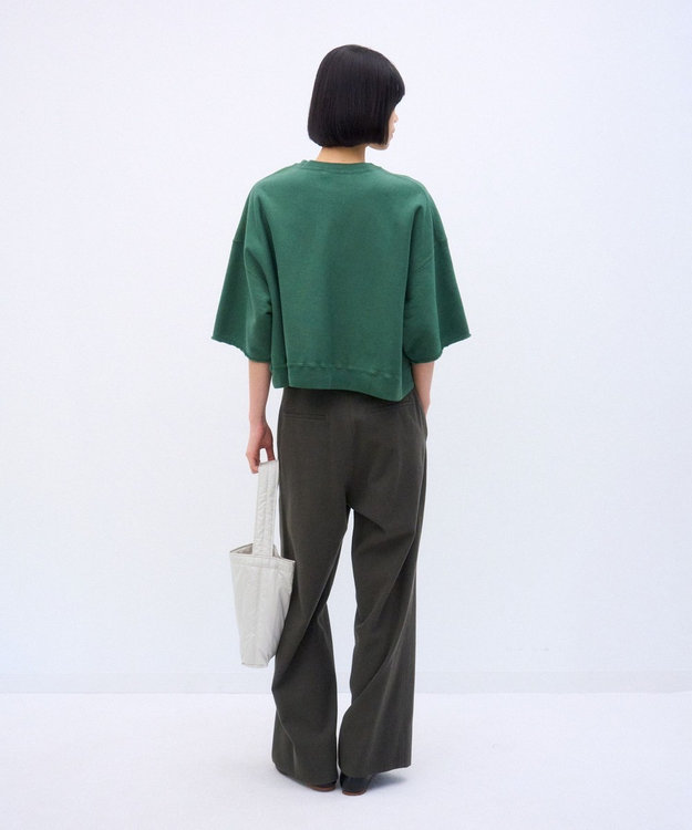 ATON NATURAL DYED URAKE | オーバーサイズハーフスリーブスウェット GREEN