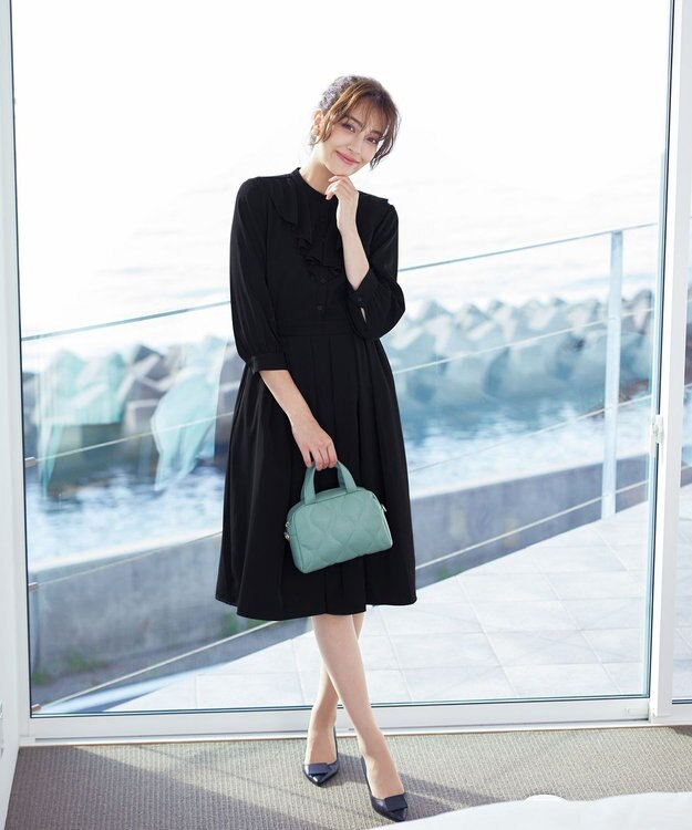 Tiaclasse 【洗える】ラッフルフリルワンピース ブラック