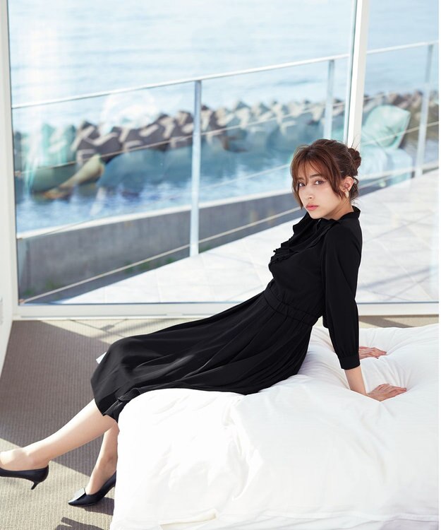 Tiaclasse 【洗える】ラッフルフリルワンピース ブラック