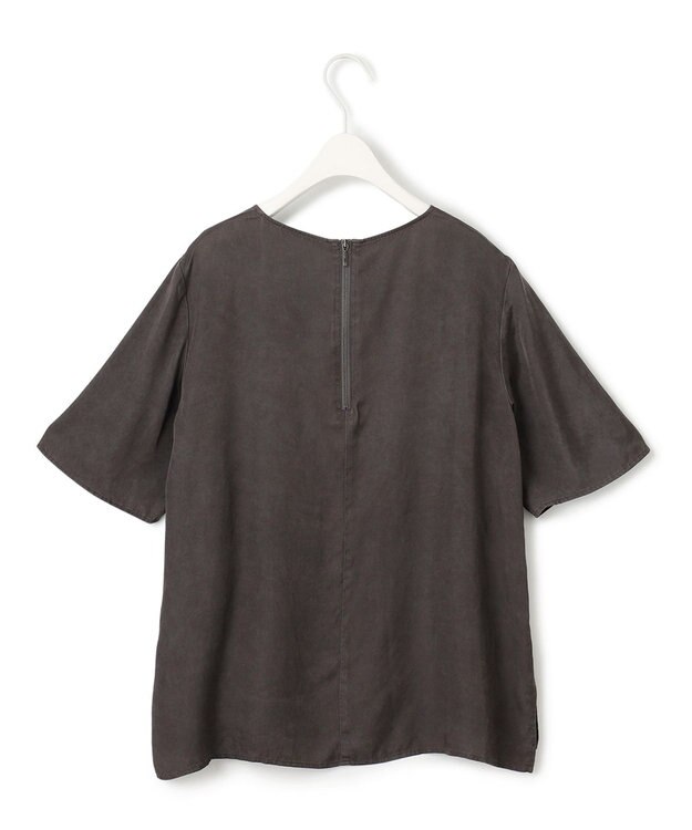 ICB 【洗える】 キュプラピグメントクロス ブラウス チャコール系