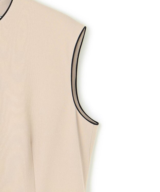 BEIGE， 【洗える・L-size】CINDY / クルーネックドレス Sheer Orange × White