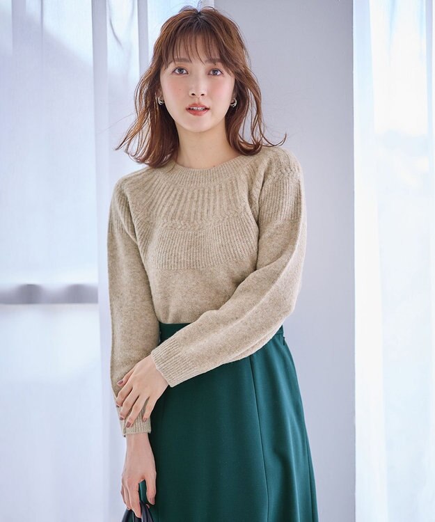 ANY SIS 【洗える】ソフトタッチ求心 ニット ライトモカ