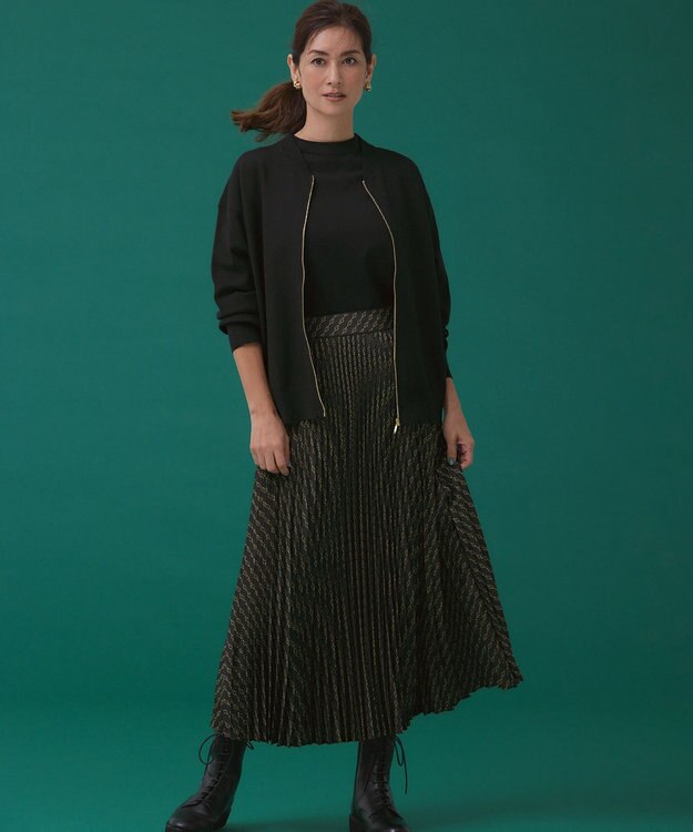 23区 【洗える】Ratti チェーンモチーフ プリーツスカート ブラックプリント