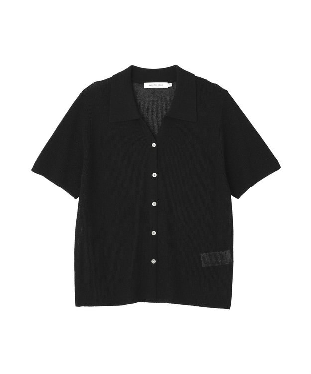 AMERICAN HOLIC 襟付きスキッパー半袖ニットポロ Black