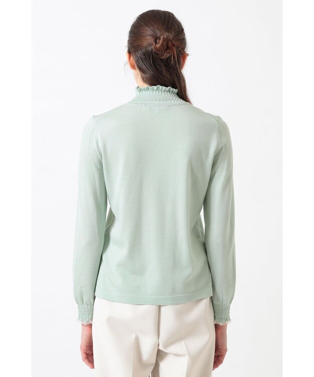 DAKS キュプラ混ハイネックプルオーバー ミニフリル シルトグリーン