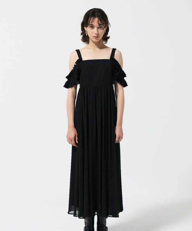 GRACE CONTINENTAL ドットジャガードノースリーブワンピース ブラック