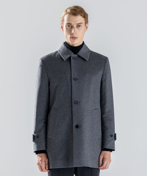 JOSEPH HOMME 【新素材】ライトウールシャギー　ステンカラーコート グレー系