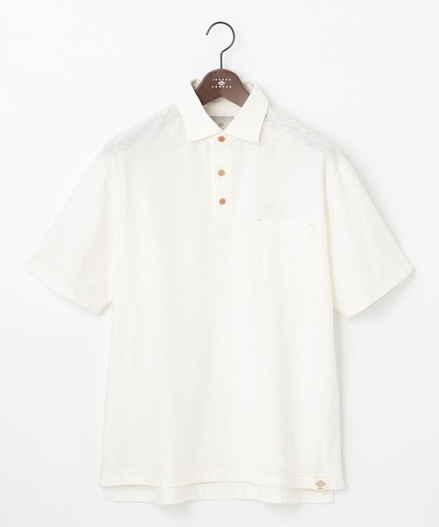 JOSEPH ABBOUD MOUNTAIN 【SPACE／UNISEX】オーガニックスラブプレーティング天竺 ポロシャツ ホワイト系