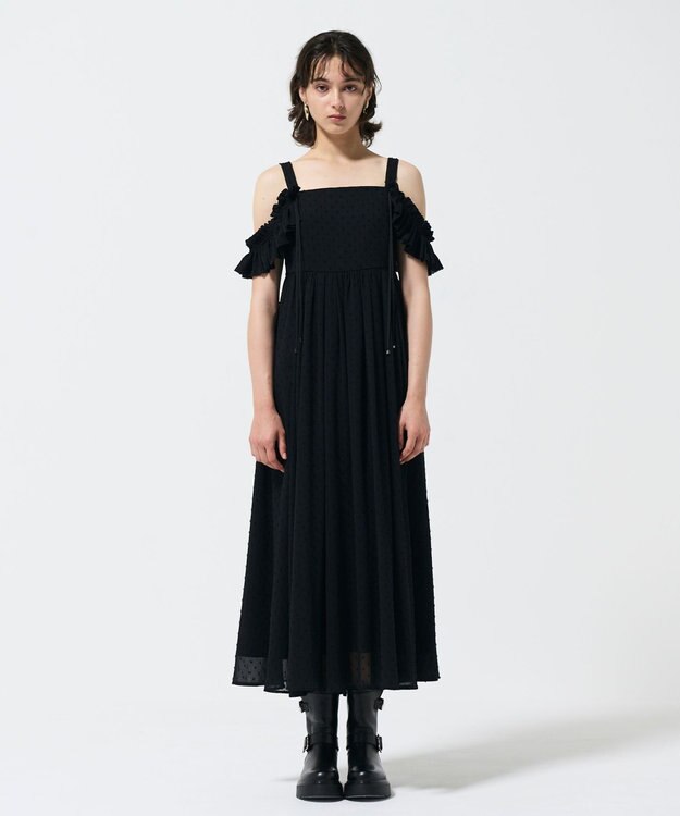 GRACE CONTINENTAL ドットジャガードノースリーブワンピース ブラック