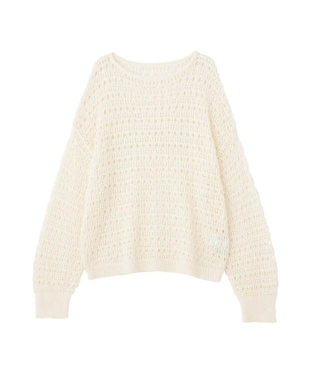 earth music&ecology メッシュニットプルオーバー Ivory