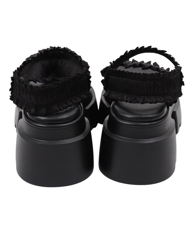 WEGO 厚底フリルギャザーサンダル ブラック