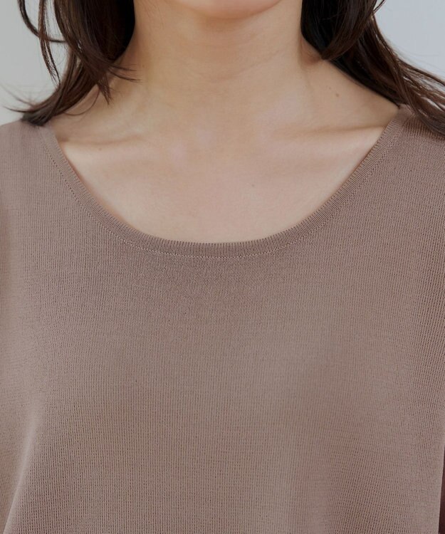 Tiaclasse L 【洗える】ドットチュールニットチュニック ピンクモカ