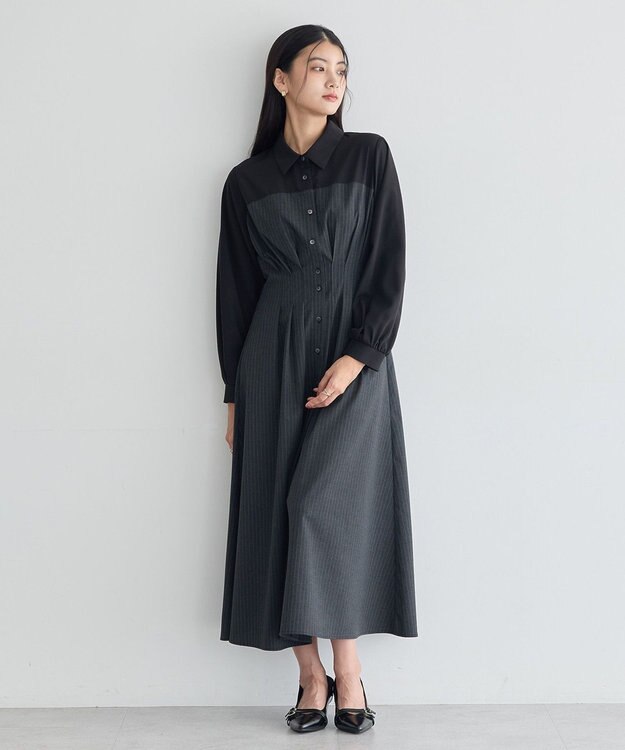YECCA VECCA ベアドッキングワンピース Stripe