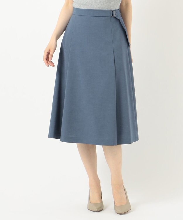J.PRESS LADIES 【洗える】ドライタッチツイルストレッチ スカート ダルブルー系