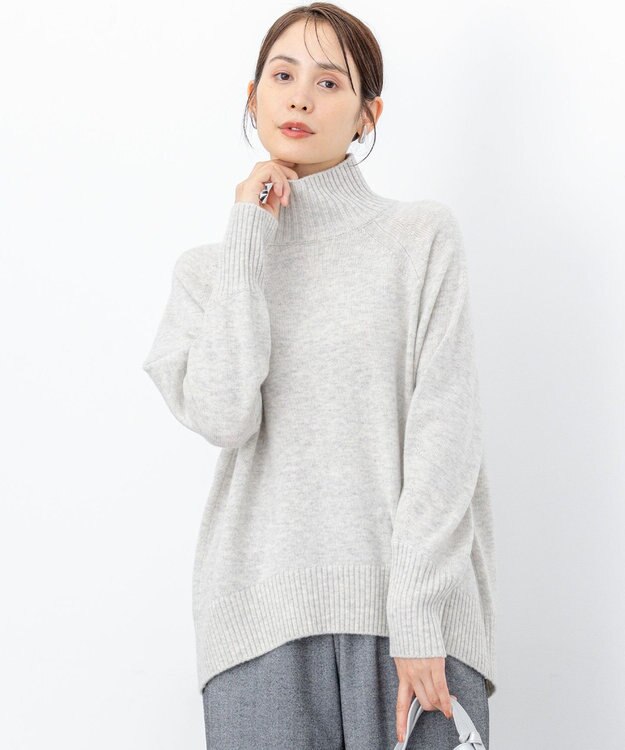 組曲 S ウールカシミヤミックス ロールネックニット ライトグレー系