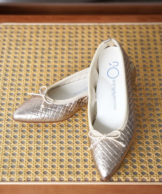 nouvelleRobe Oū 【本革・高反発】Pointed ポインテッドトゥ メッシュバレエシューズ ブロンズ
