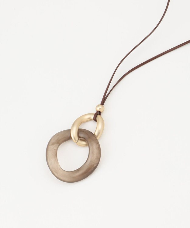 J.PRESS LADIES メタルコンビマーブル ネックレス グレー系