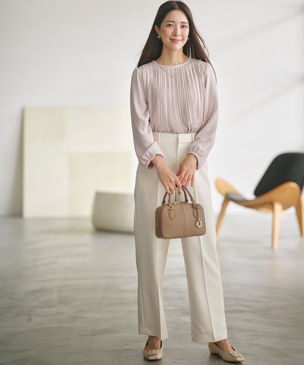 組曲 S 【WEB限定】ジョーゼットシフォンプリーツ ブラウス ピンクベージュ系