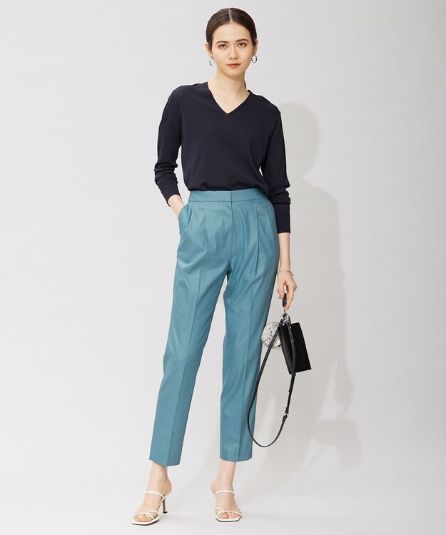 ICB 【接触冷感・洗える】エステルラミーチンツ テーパードパンツ セルリアン系