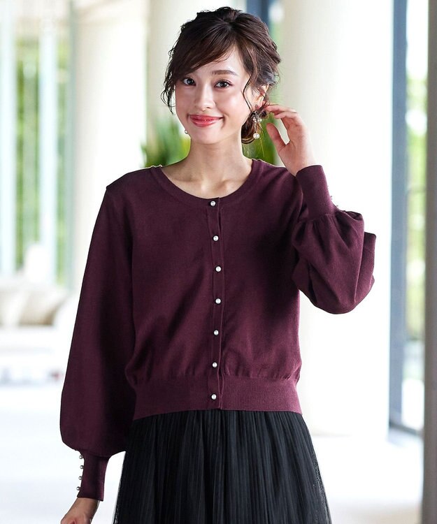Tiaclasse 【洗える】2WAYパール釦カーディガン ワイン