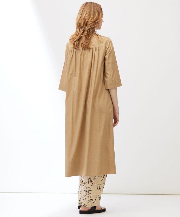 23区 【Indian Factory】コットンポプリン タックディテール シャツワンピース サンドベージュ