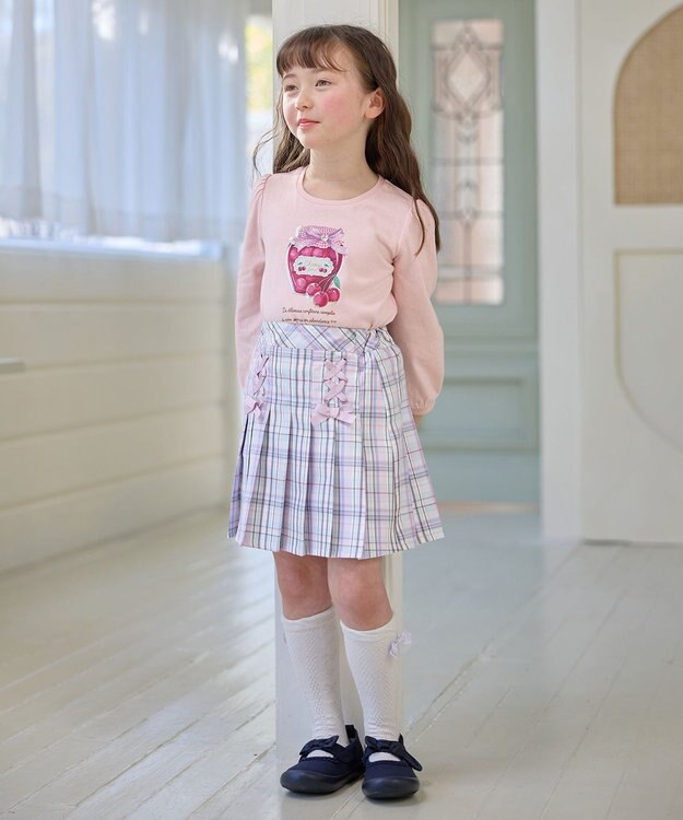 ANY KIDS チェック柄 ガーリー スカパン ミント系