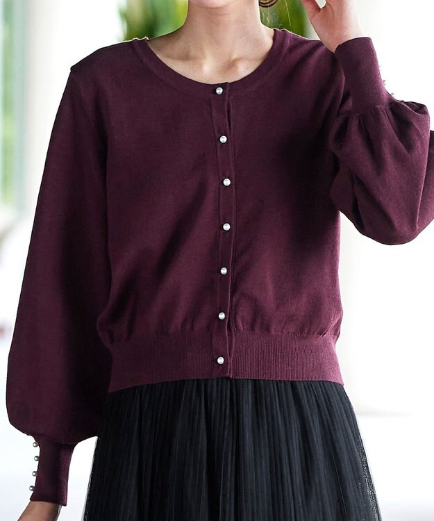 Tiaclasse 【洗える】2WAYパール釦カーディガン ワイン
