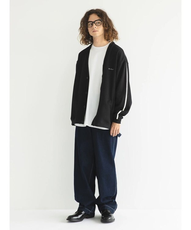 CRAFT STANDARD BOUTIQUE 【リサイクル】ラインカーディガン Black