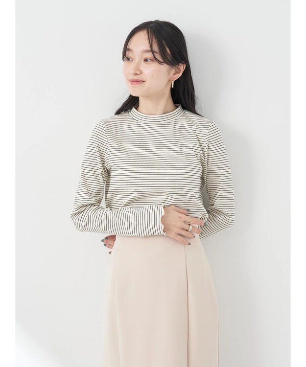 earth music&ecology マイクロボーダーリブプルオーバー Off White