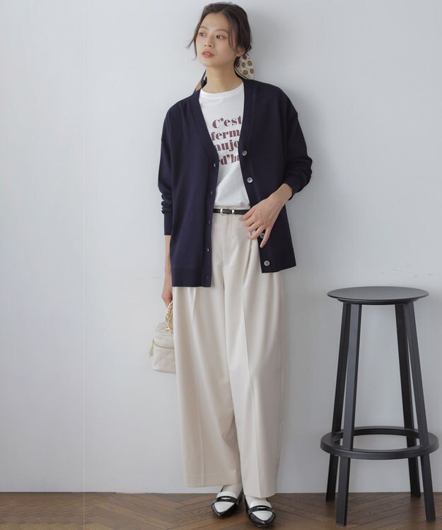 組曲 L 【加藤ローサさん着用 / 2WAY】スムースストレッチカシュクール カーディガン ネイビー系