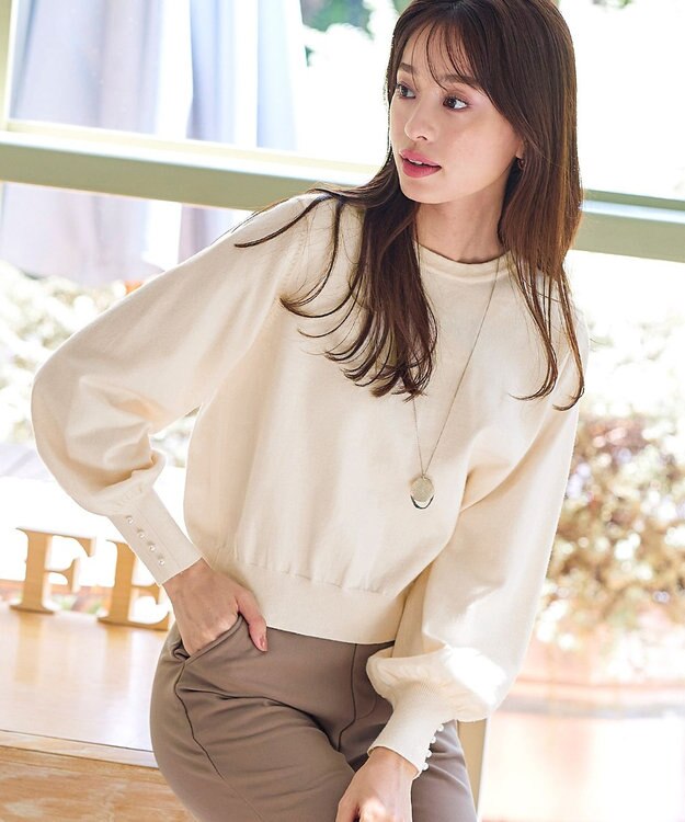 Tiaclasse 【洗える】2WAYパール釦カーディガン アイボリー