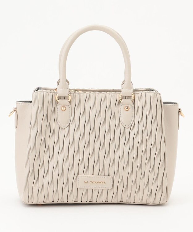 LA BAGAGERIE ランダムプリーツ2WAYハンドバッグ アイボリー