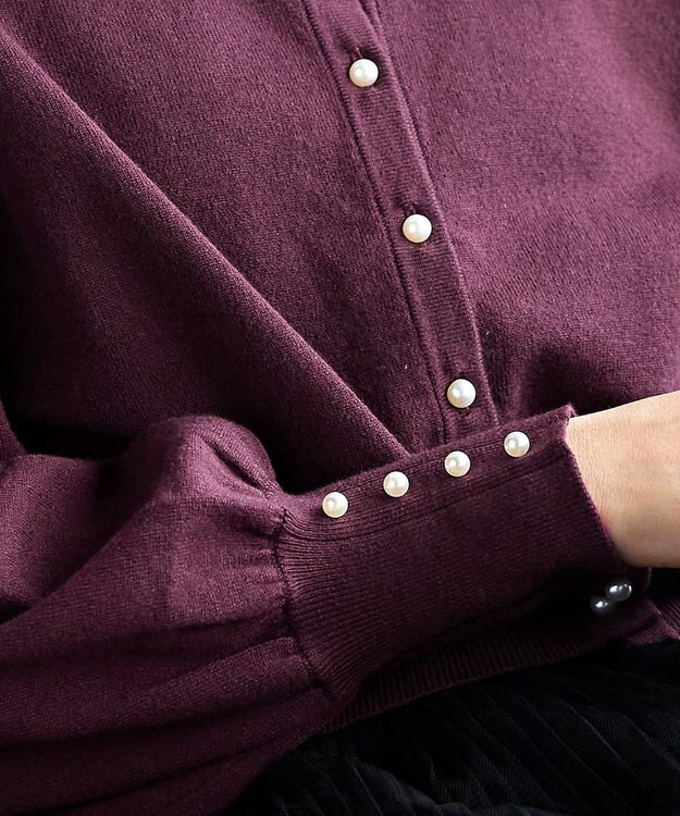 Tiaclasse 【洗える】2WAYパール釦カーディガン ワイン