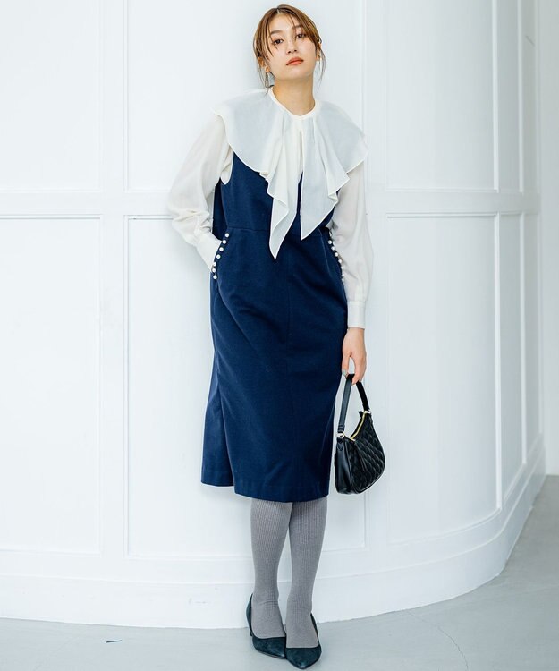 組曲 L シフォンツイルラッフル ブラウス アイボリー系