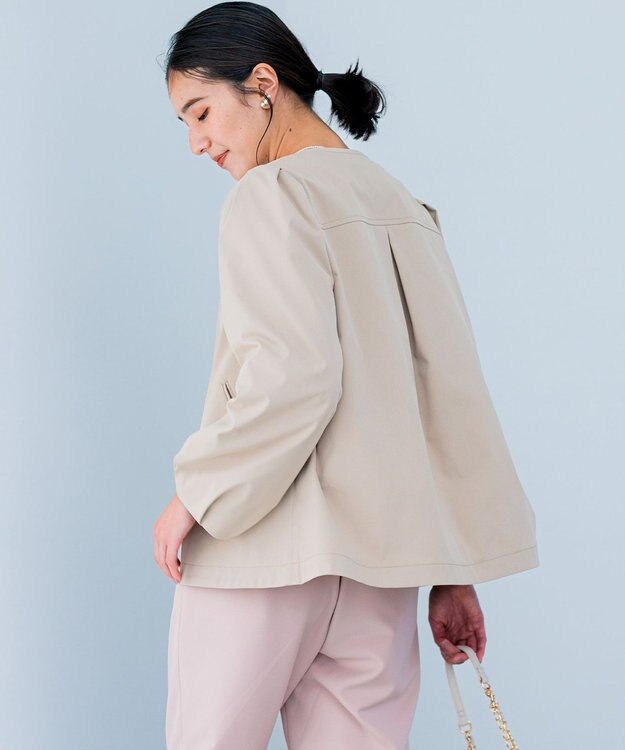 組曲 S コットンライクツイル ノーカラーショート丈コート ベージュ系