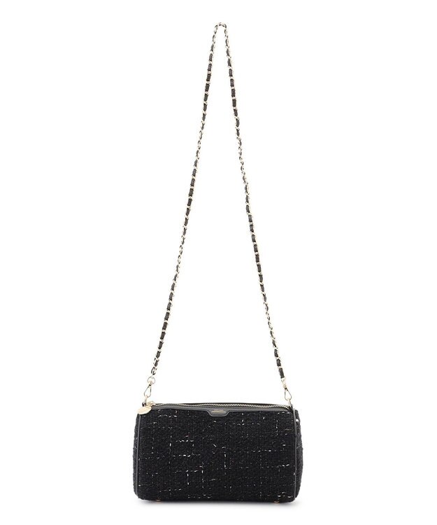 23区 GIOLICAツイード シリンダー ショルダーバッグ ブラックミックス