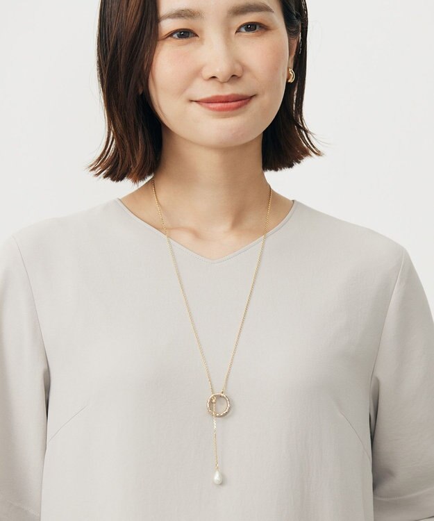 J.PRESS LADIES スカーフリング ラリエット ネックレス ウスゴールド系