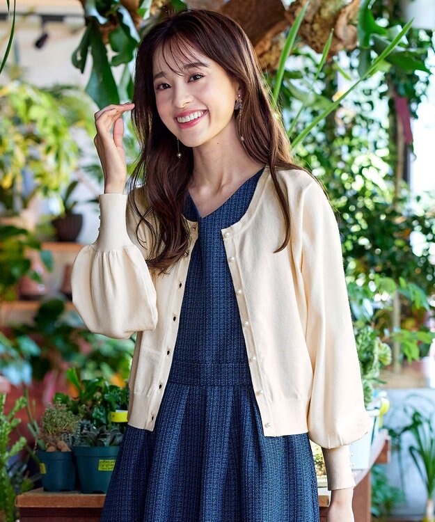 Tiaclasse 【洗える】2WAYパール釦カーディガン アイボリー