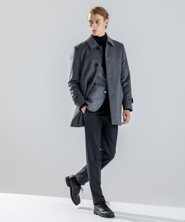 JOSEPH HOMME 【新素材】ライトウールシャギー　ステンカラーコート グレー系