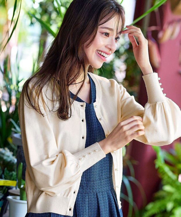 Tiaclasse 【洗える】2WAYパール釦カーディガン アイボリー