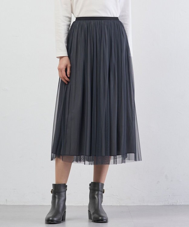 J.PRESS LADIES 【2way】リバーシブル チュール スカート ネイビー系