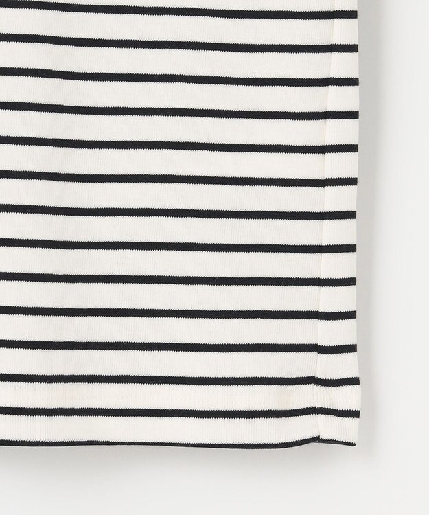 ANY 【UVケア・接触冷感】コンパクトクルーネックＴシャツ オフ×ブラックボーダー