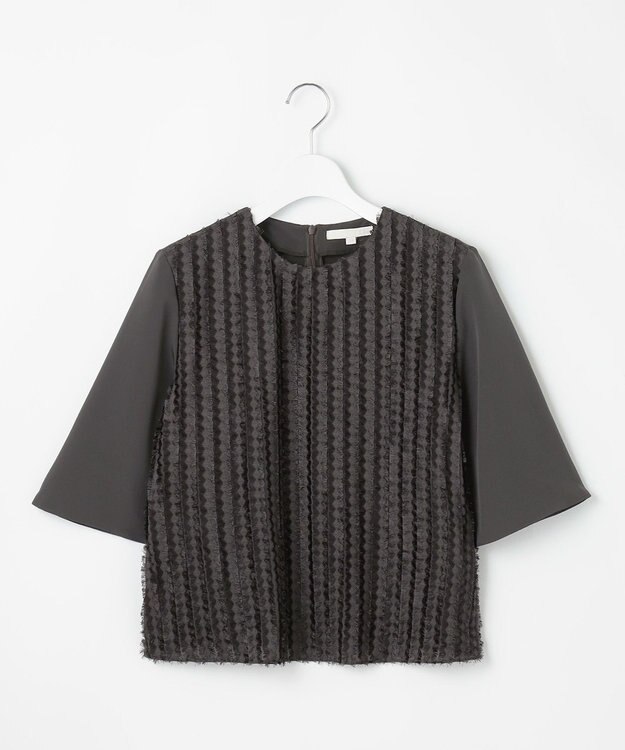 自由区 【セットアップ対応・洗える】フリンジジャガード ブラウス アッシュ