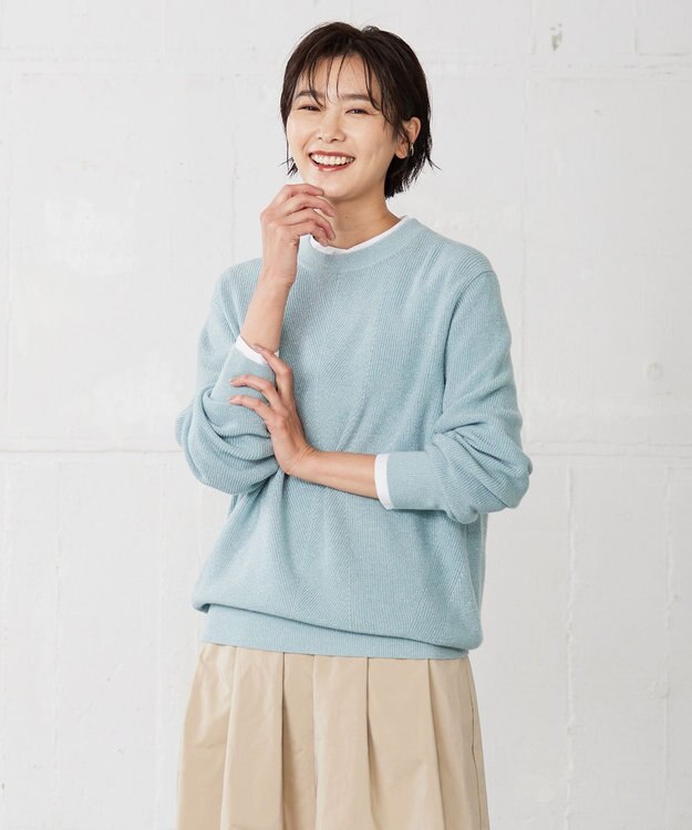 J.PRESS LADIES L 【洗える】LUREX SWEATER ニット スモーキーグリーン系