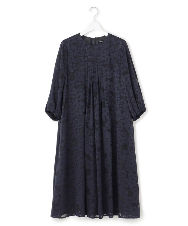 23区 L 【APPLAUDIR】フラワーサテンオパール ドレス ネイビー系