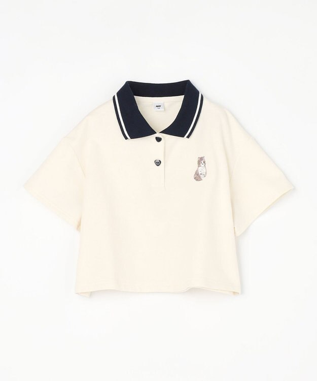 ANY KIDS 【洗濯機可能/吸汗速乾】ドライタッチ ショート丈ポロシャツ エクリュ