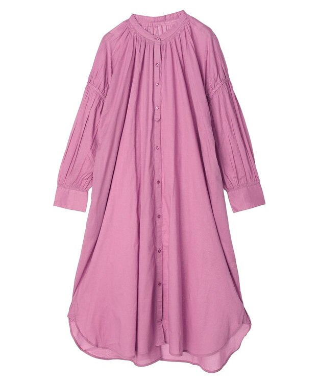earth music&ecology コットンボイルギャザーワンピース Purple